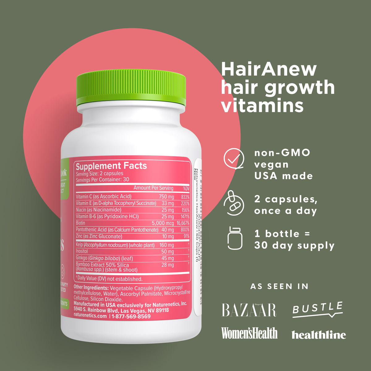 Naturenetics HairAnew Hair Vitamins w/ Biotin. Support Healthy Hair